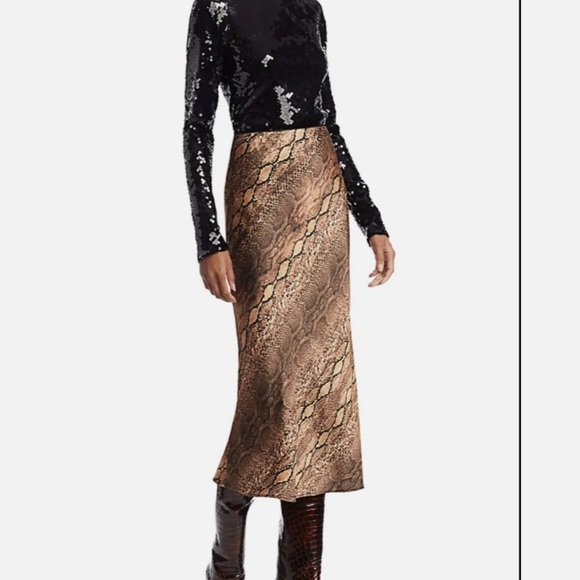 ANDAMANE BELLA PITON SNAKE PRINT MIDI SKIRT - Picture 3 of 10
